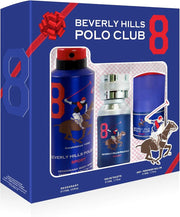 Presentförpackning Beverly Hills Polo Club: 1982 - Sport 8, Eau De Toilette, för män, 50 ml + 1982 - Sport 8, antiperspirant, deodorantspray, för män, 175 ml + 1982 - Sport 8, antiperspirant, deoroller, för män, 50 ml