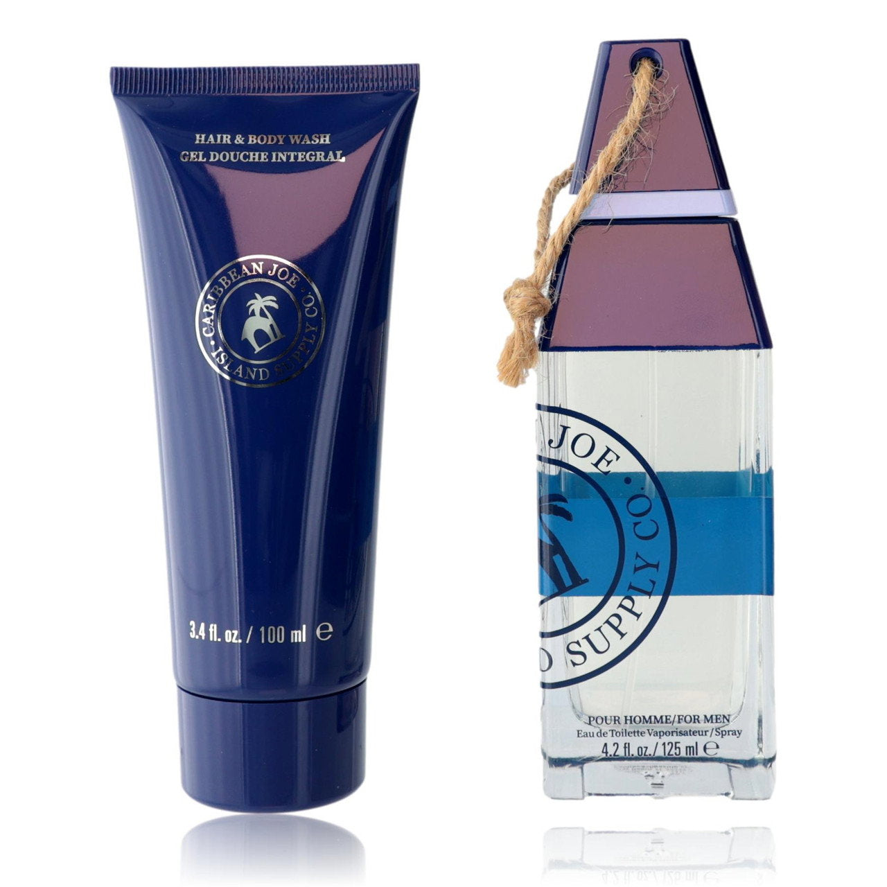 Set Caribbean Joe: Island Supply Sapphire Sands, Eau De Toilette, For Men, 125 ml + Island Supply Sapphire Sands, Shower Gel & Shampoo 2-In-1, 100 ml
