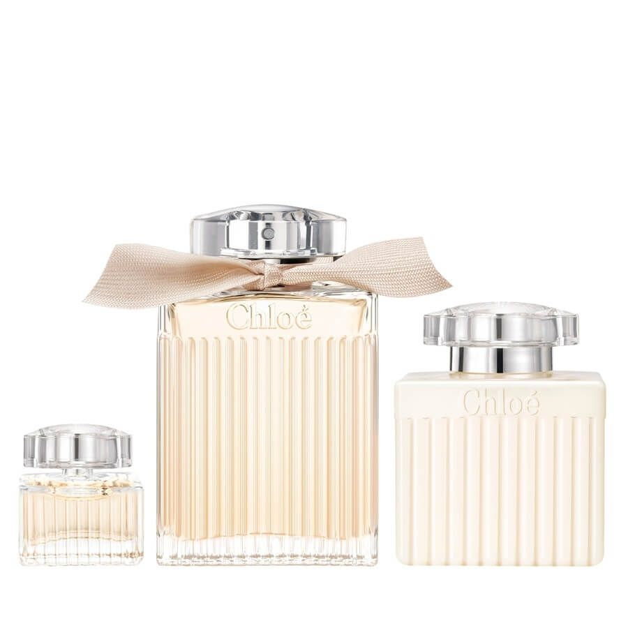 Set Chloe: Chloe, Eau De Parfum, For Women, Refillable, 100 ml + Chloe, Eau De Parfum, For Women, 5 ml *Miniature + Chloe, Body Lotion, All Over The Body, 100 ml