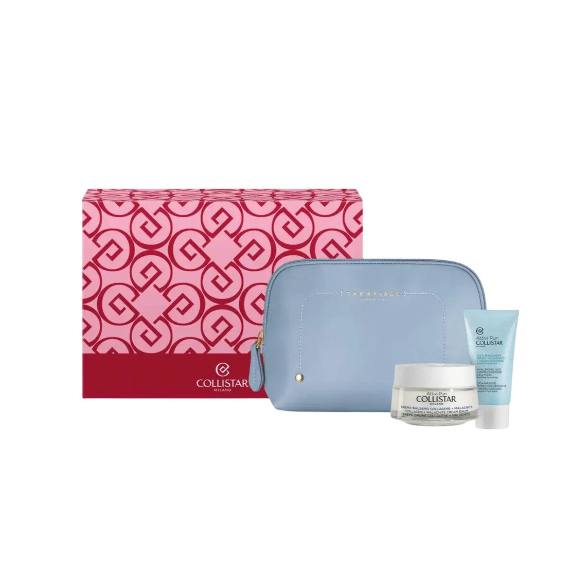 Set Collistar: Pure Actives, Collagen+ Malachite, Firming, Day & Night, Cream, For Face & Neck, 50 ml + Pure Actives, Hyaluronic Acid, Hydrating, Soothing, Cream Mask, For Face, 75 ml + The Bridge, GWP Textile Pouch, Blue