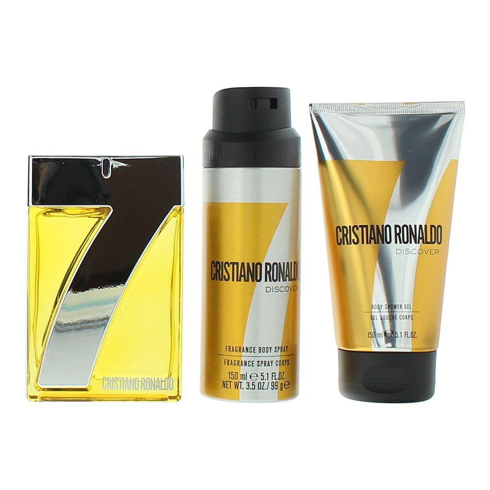 Set Cristiano Ronaldo: CR7 Discover, Eau De Toilette, For Men, 100 ml + CR7 Discover, Scented Spray, For Men, 150 ml + CR7 Discover, Shower Gel, For All Skin Types, 150 ml