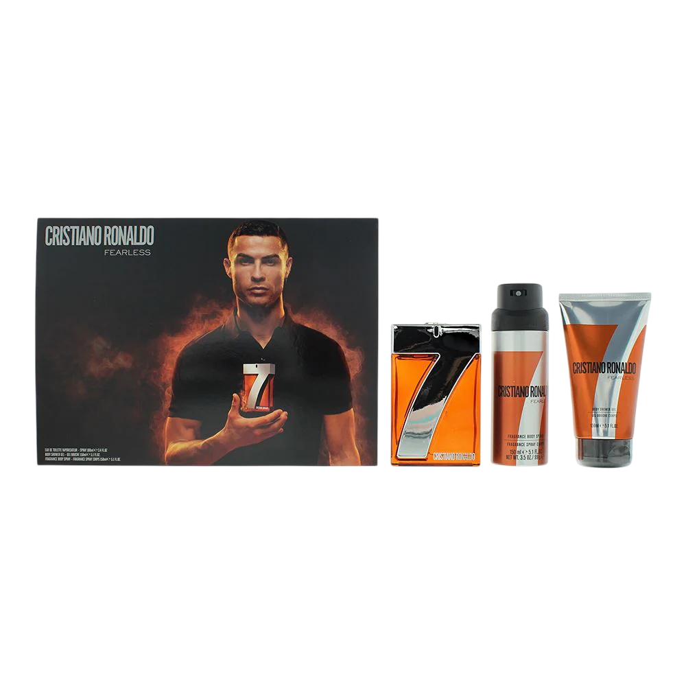 Set Cristiano Ronaldo: CR7 Fearless, Eau De Toilette, For Men, 100 ml + CR7 Fearless, Scented Spray, For Men, 150 ml + CR7 Fearless, Shower Gel, For All Skin Types, 150 ml