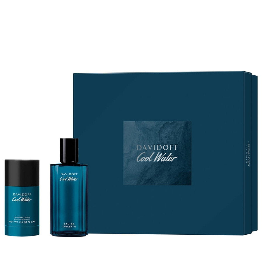 Set Davidoff: Cool Water, Eau De Toilette, För män, 75 ml + Cool Water, 24h skydd, Deodorant Stick, För män, 75 g