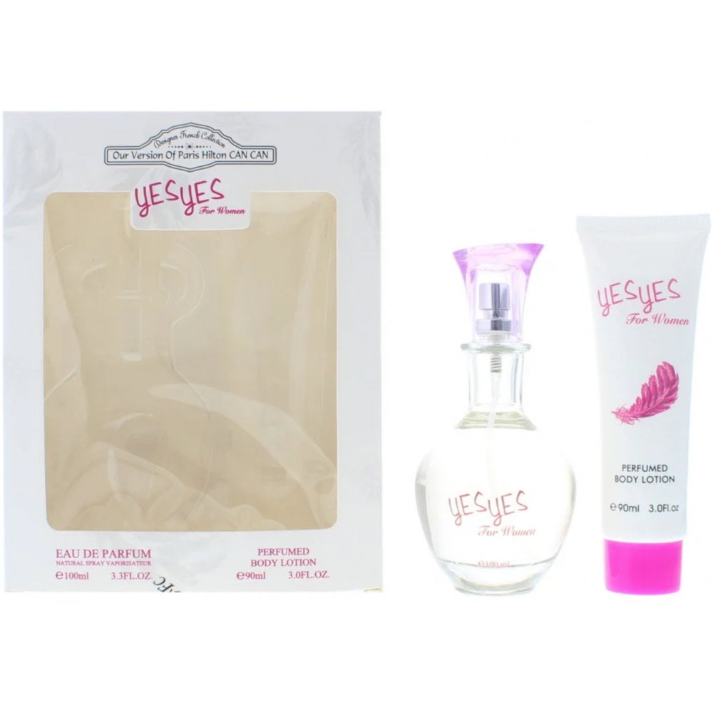 Set Designer French: Yes Yes, Hydrates, Body Lotion, 90 ml + Yes Yes, Eau De Parfum, For Women, 100 ml