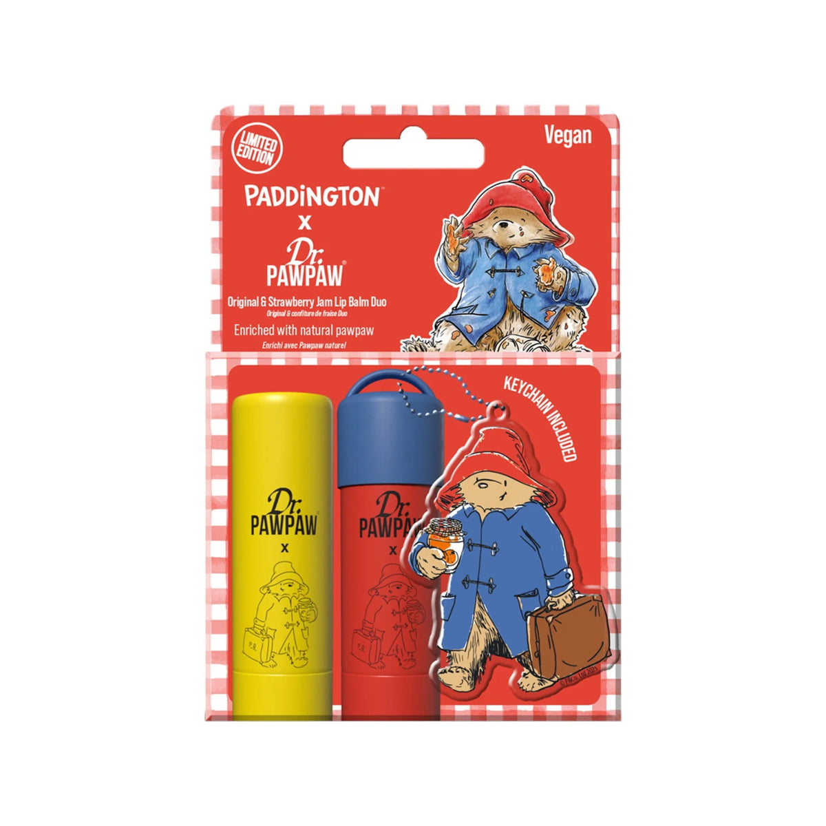 Set Dr. PawPaw: Paddington Bear Original Balm, Vegan, Lip Balm, 4 g + Strawberry Jam, Hydrating, Lip Balm, 4 g + Paddington Bear, None, Keyrings & Keychains None