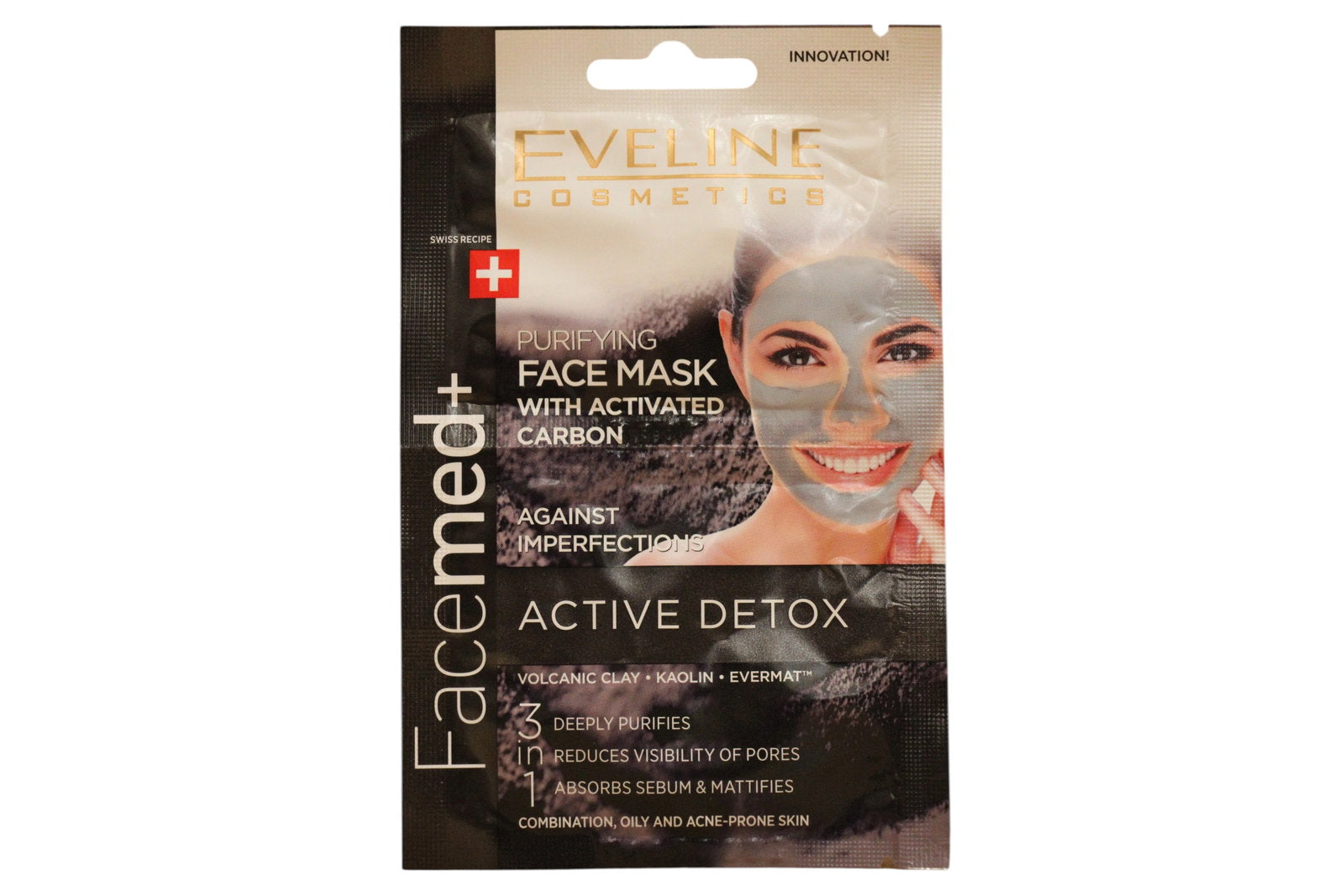 Duo Set, Eveline Cosmetics, Facemed+ Active Detox, Carbon, Avgiftande, Lermask, 2 st, 10 ml