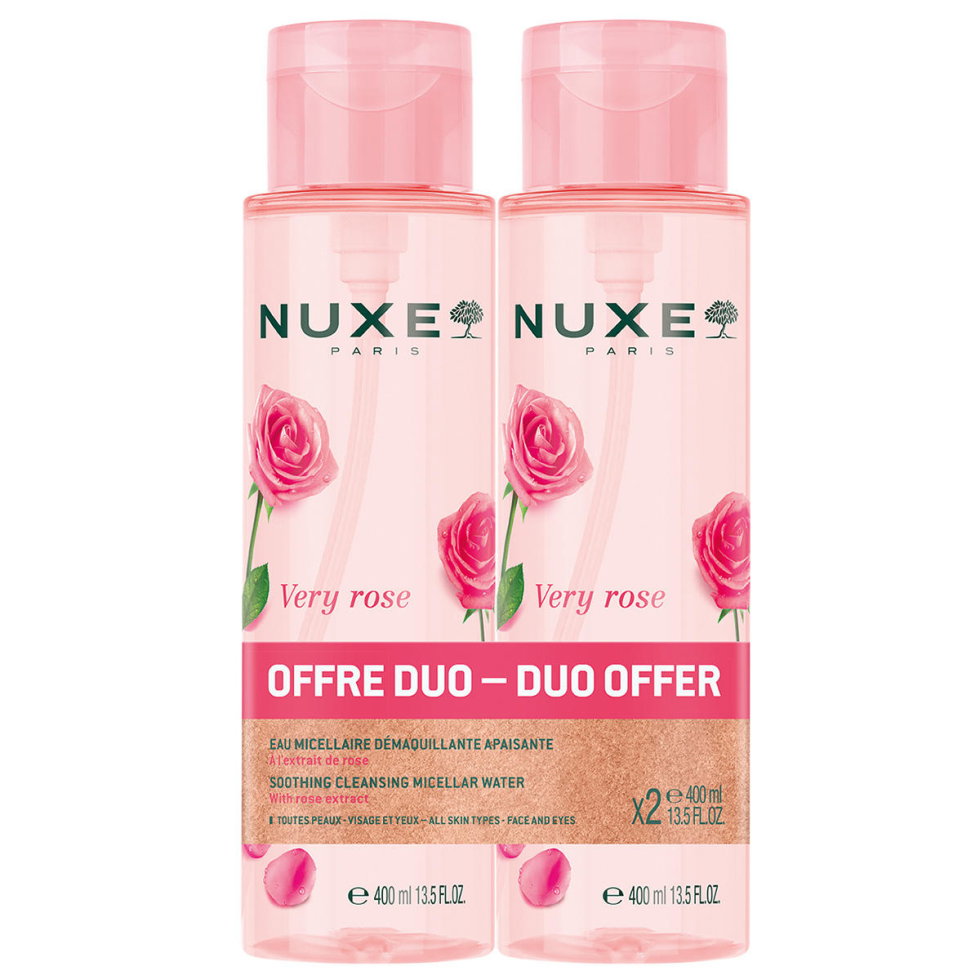 Duo Set, Nuxe, Very Rose, Rengöring & Lugnande, Micellärt vatten, För känslig hud, 2 st, 400 ml