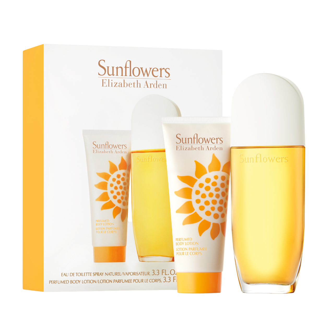 Sunflowers Set Elizabeth Arden: Sunflowers, parfymerad, dag & natt, body lotion, 100 ml + Sunflowers, Eau De Toilette, för kvinnor, 100 ml