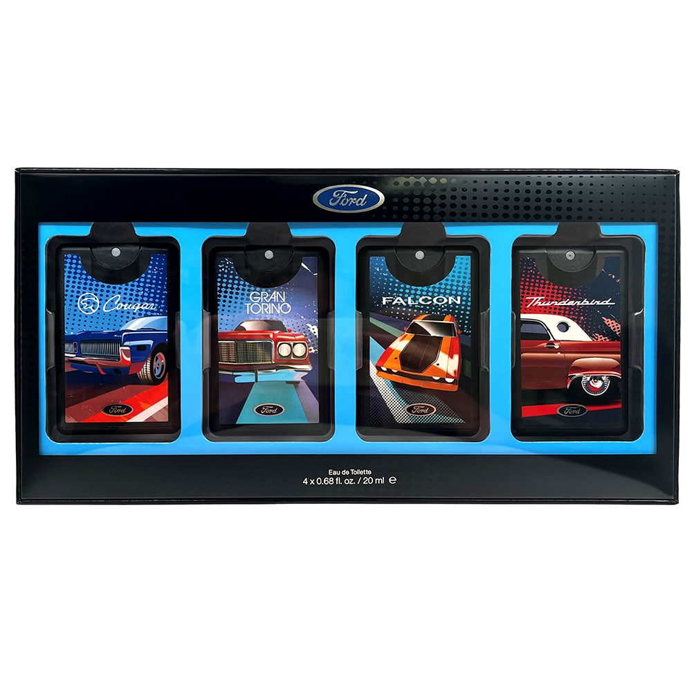 Set Ford: Cougar, Eau De Toilette, For Men, 20 ml + Falcon, Eau De Toilette, For Men, 20 ml + Gran Torino, Eau De Toilette, For Men, 20 ml + Thunderbird, Eau De Toilette, For Men, 20 ml