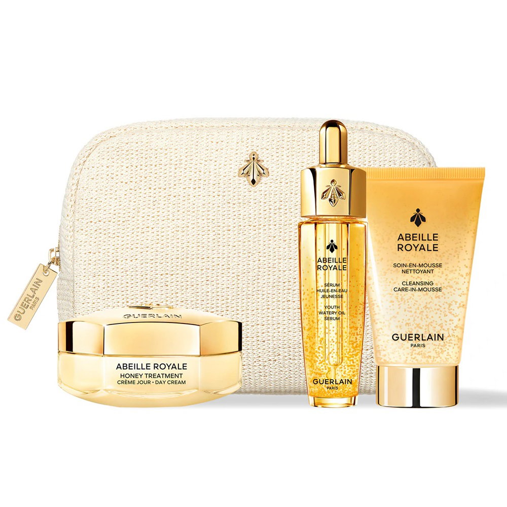 Set Guerlain: Abeille Royale, Honey, Age-Defying, Day, Cream, For Face, 50 ml + Abeille Royale, Replumping, Oil, For Face & Neck, 15 ml + Abeille Royale, Cleansing Foam, 40 ml