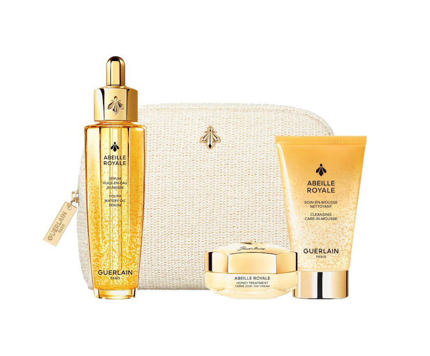 Set Guerlain: Abeille Royale, Replumping, Oil, For Face & Neck, 50 ml + Abeille Royale, Honey, Age-Defying, Day, Cream, For Face, 15 ml + Abeille Royale, Cleansing Foam, 40 ml