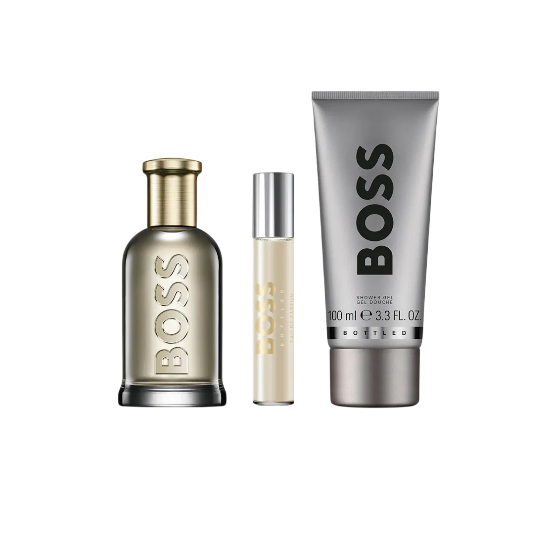 Set Hugo Boss: Boss Bottled, Eau De Parfum, For Men, 100 ml + Boss Bottled, Eau De Parfum, For Men, 10 ml + Boss Bottled, Cleansing, Shower Gel, For All Skin Types, 100 ml