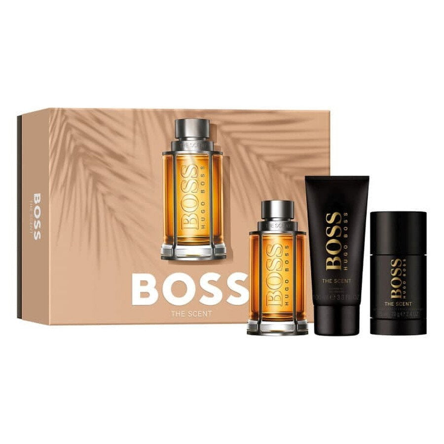 Set Hugo Boss: The Scent, Eau De Toilette, For Men, 100 ml + The Scent, Deodorant Stick, For Men, 75 ml + The Scent, Cleansing, Shower Gel, For All Skin Types, 100 ml