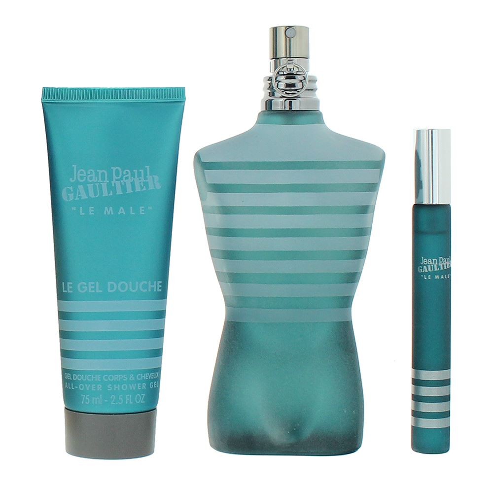Set Jean Paul Gaultier: Le Male, Eau De Toilette, For Men, 125 ml + Le Male, Eau De Toilette, For Men, 10 ml + Le Male, Cleansing, Shower Gel, For All Skin Types, 75 ml