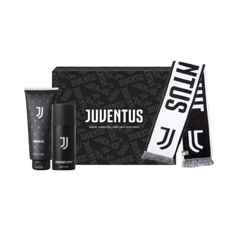 Set Juventus: Juventus, Shower Gel, 200 ml + Juventus, Deodorant Spray, For Men, 150 ml + Juventus, Textile Scarf, Black/White, For Men