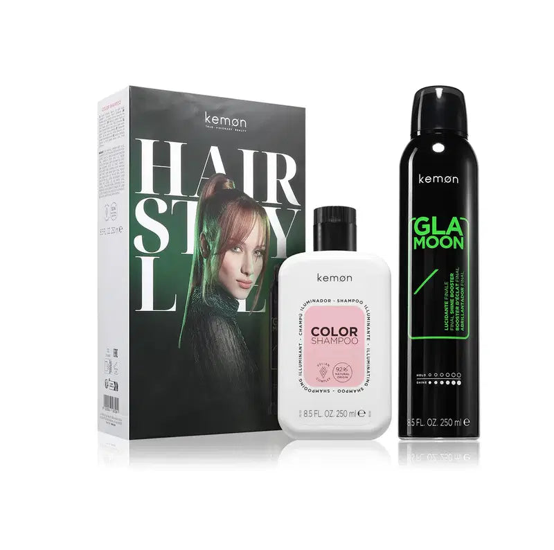 Set Kemon: Styling Glamoon Shine, Hair Spray, Shine, 250 ml + Color, Hair Treatment Shampoo, Shine, For Coloured Hair, 250 ml