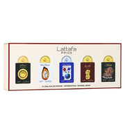 Set Lattafa: Nebras, Eau De Parfum, For Women, 20 ml + Art Of Wood, Eau De Parfum, For Women, 20 ml + Art Of Universe, Eau De Parfum, For Women, 20 ml + Ansaam Gold, Eau De Parfum, For Women, 20 ml + Kashan, Eau De Parfum, For Women, 20 ml