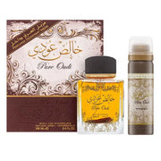 Set Lattafa:  Pure Oudi, Eau De Parfum, Unisex, 100 ml +  Pure Oudi, Anti-Perspirant, Deodorant Spray, Unisex, 50 ml