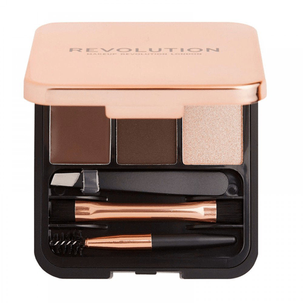 Set, Makeup Revolution, Brow Sculpt, Ögonbrynspalette, Mörkbrun, 2.2 g
