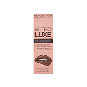 Set Makeup Revolution: Retro Luxe, Metallic, Liquid Lipstick, Sovereign, 5.5 ml + Retro Luxe, Lip Liner, Sovereign, 1 g