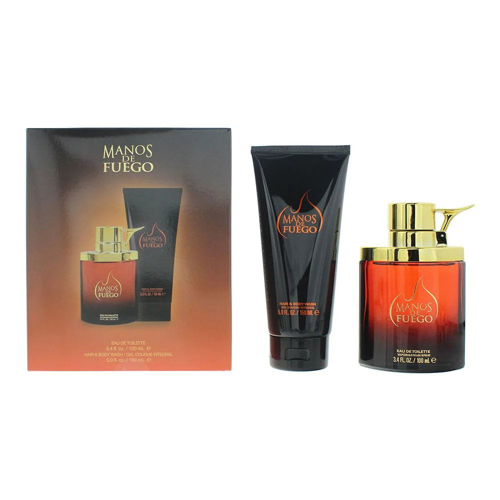 Set Manos De Fuego: Caliente, Eau De Toilette, For Men, 100 ml + Caliente, Body Wash, For Hair & Body, 150 ml