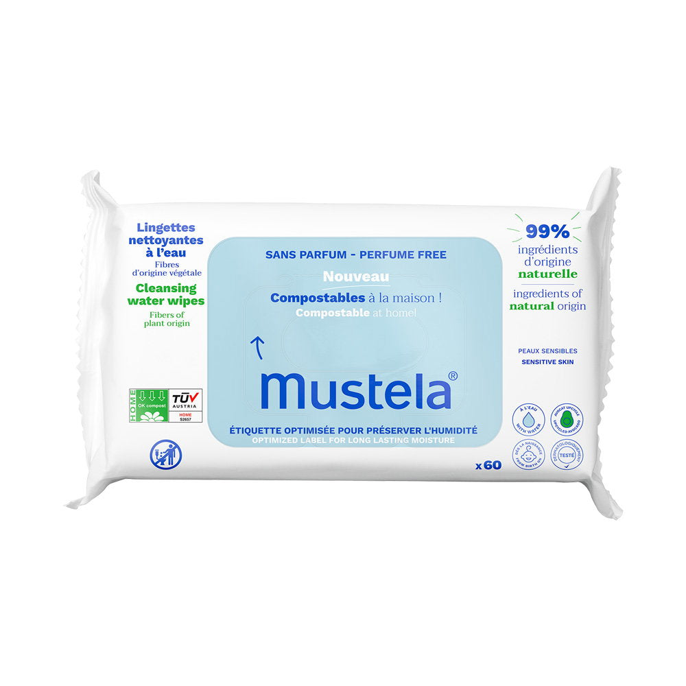 Set, Mustela, Compostable, Vatten, Rengöringsservetter, 60 st