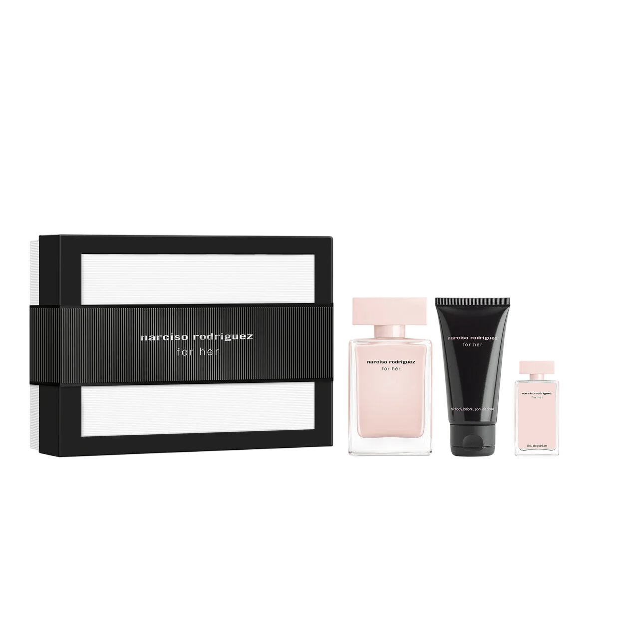 Set Narciso Rodriguez: For Her, Eau De Parfum, For Women, 50 ml + For Her, Eau De Parfum, For Women, 7.5 ml + For Her, Hydrating, Body Lotion, 50 ml