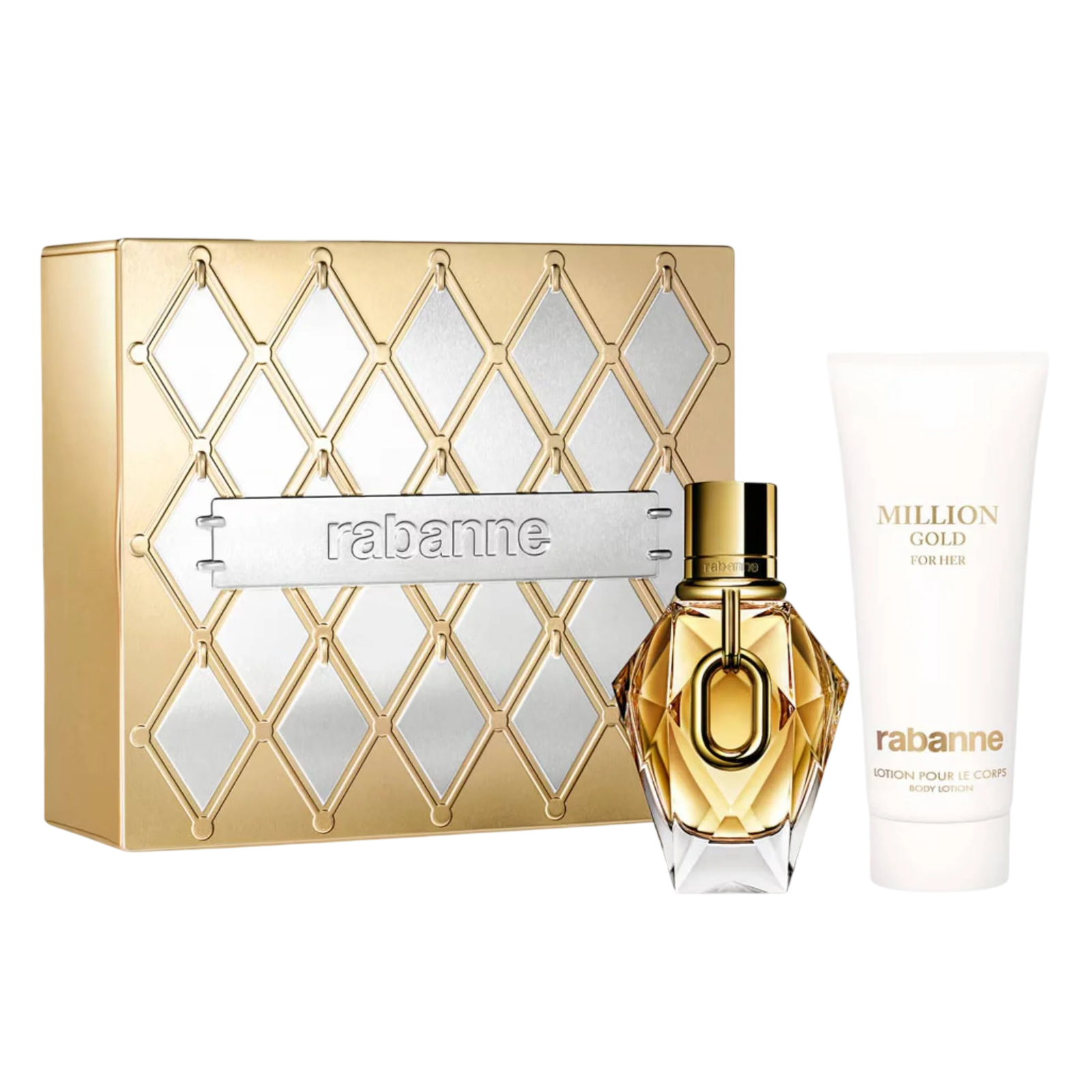 Set Paco Rabanne: Million Gold, Parfum, For Women, 50 ml + Million Gold, Hydrating, Body Lotion, 100 ml