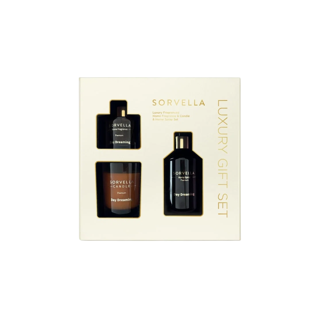 Set Sorvella: Day Dreaming, Citrus, Scented Candle, 170 g + Day Dreaming, Citrus, Room Spray, 250 ml + Day Dreaming, Fragrance Sticks, Aroma Reed Diffuser, 120 ml