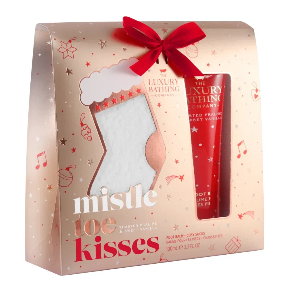 Set The Luxury Bathing Company: Toasted Praline & Sweet Vanilla, Hydrating & Nourishing, Foot Balm, 100 ml + Luxury, Textile Socks, White, For Women