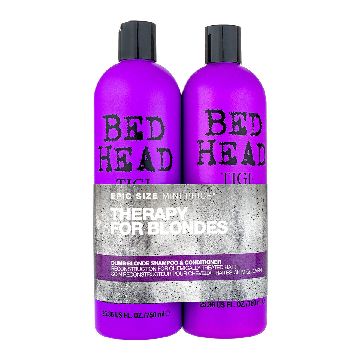 Set Tigi: Bed Head Dumb Blonde, Hair Shampoo, 750 ml + Bed Head Dumb Blonde, Keratin, Hair Conditioner, Repairs, 750 ml