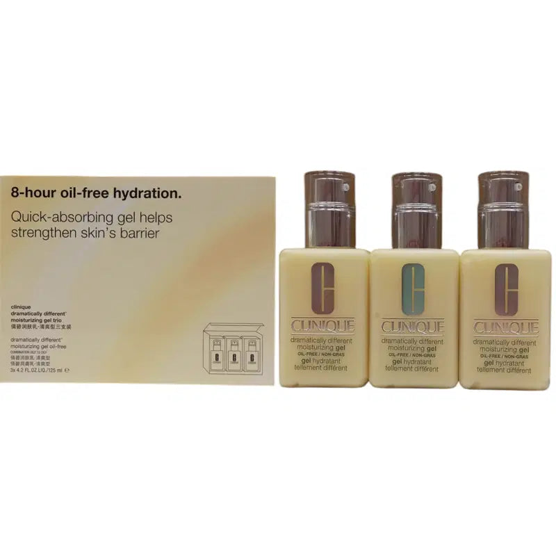 Set Trio, Clinique, Dramatically Different Face Care, Parabenfri, Återfuktande, Dag & Natt, Gel, För ansiktet, 3 st, 125 ml