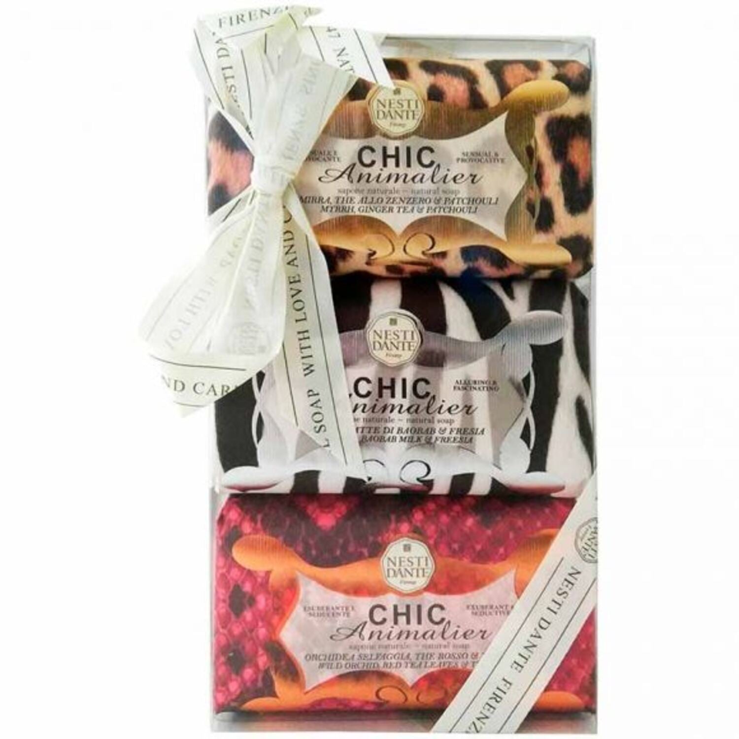 Set Trio, Nesti Dante, Chic Animalier, Lugnande, Tvålbar, 3 st, 250 g
