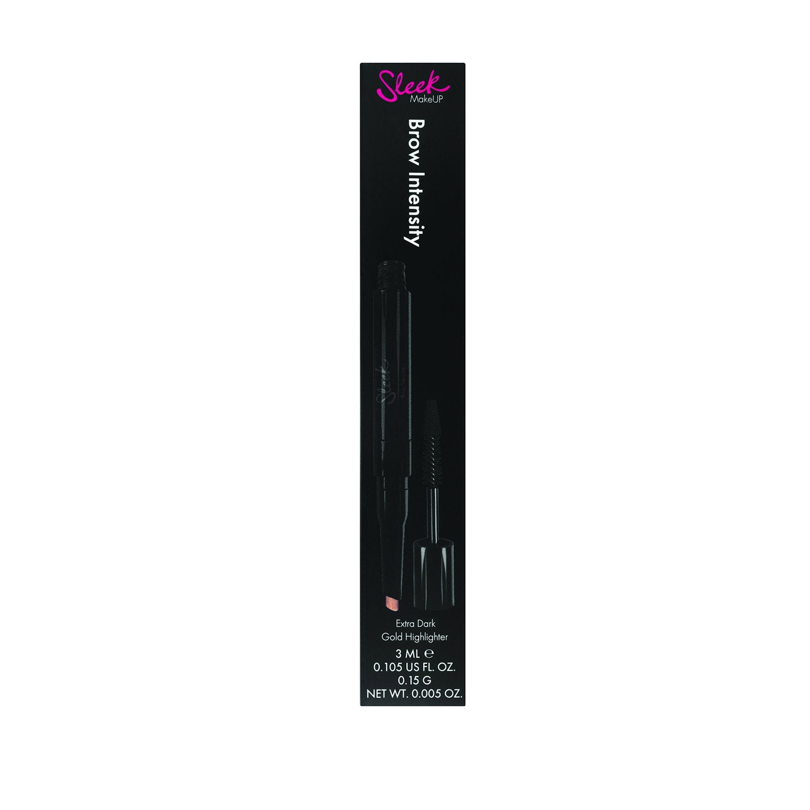 Sleek MakeUP, Brow Intensity, Mascara & Highlighter 2-i-1, Mörk + Guld, 3 ml