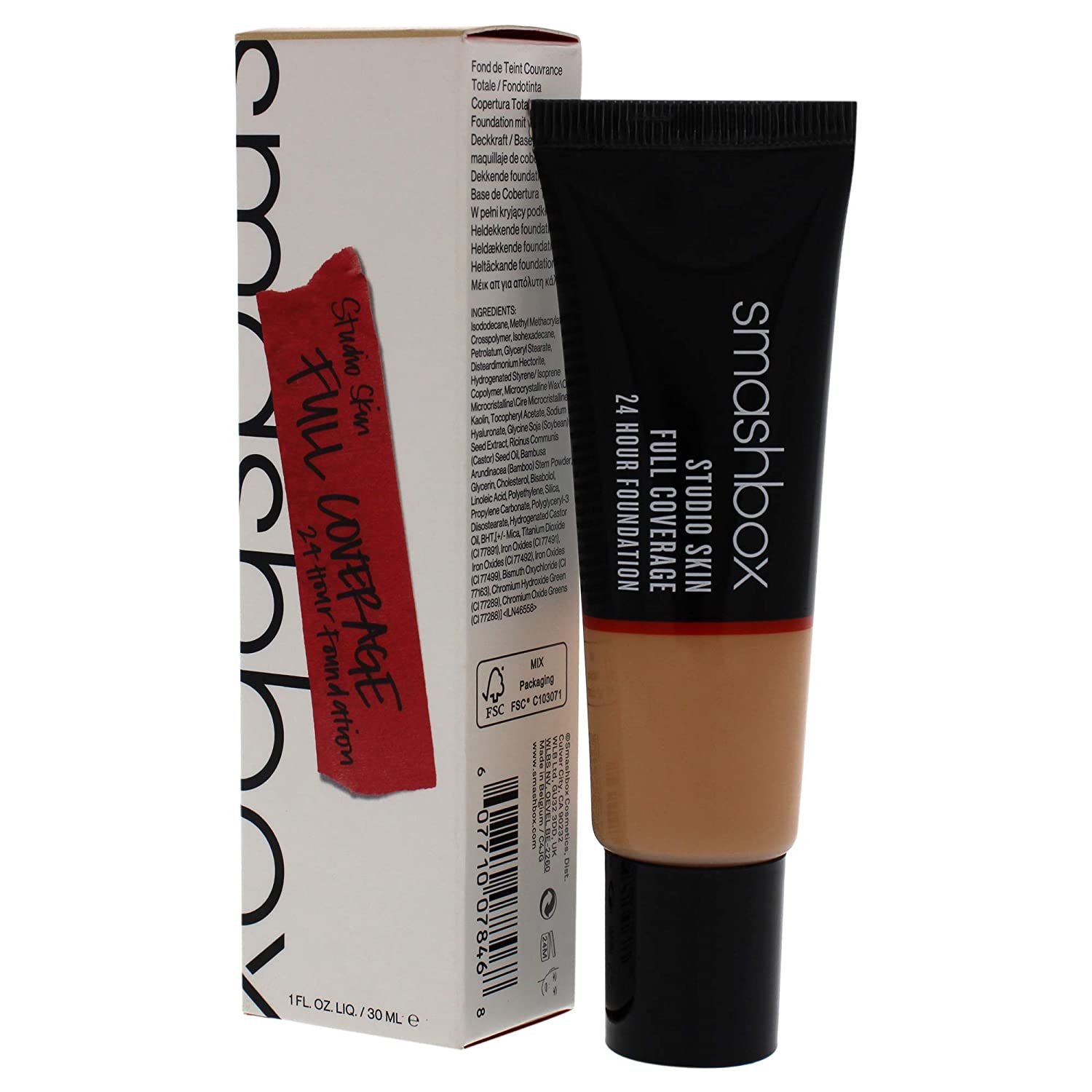 Smashbox, Studio Skin, Hög täckning, Flytande foundation, 2,3, Ljus medium varm, 30 ml