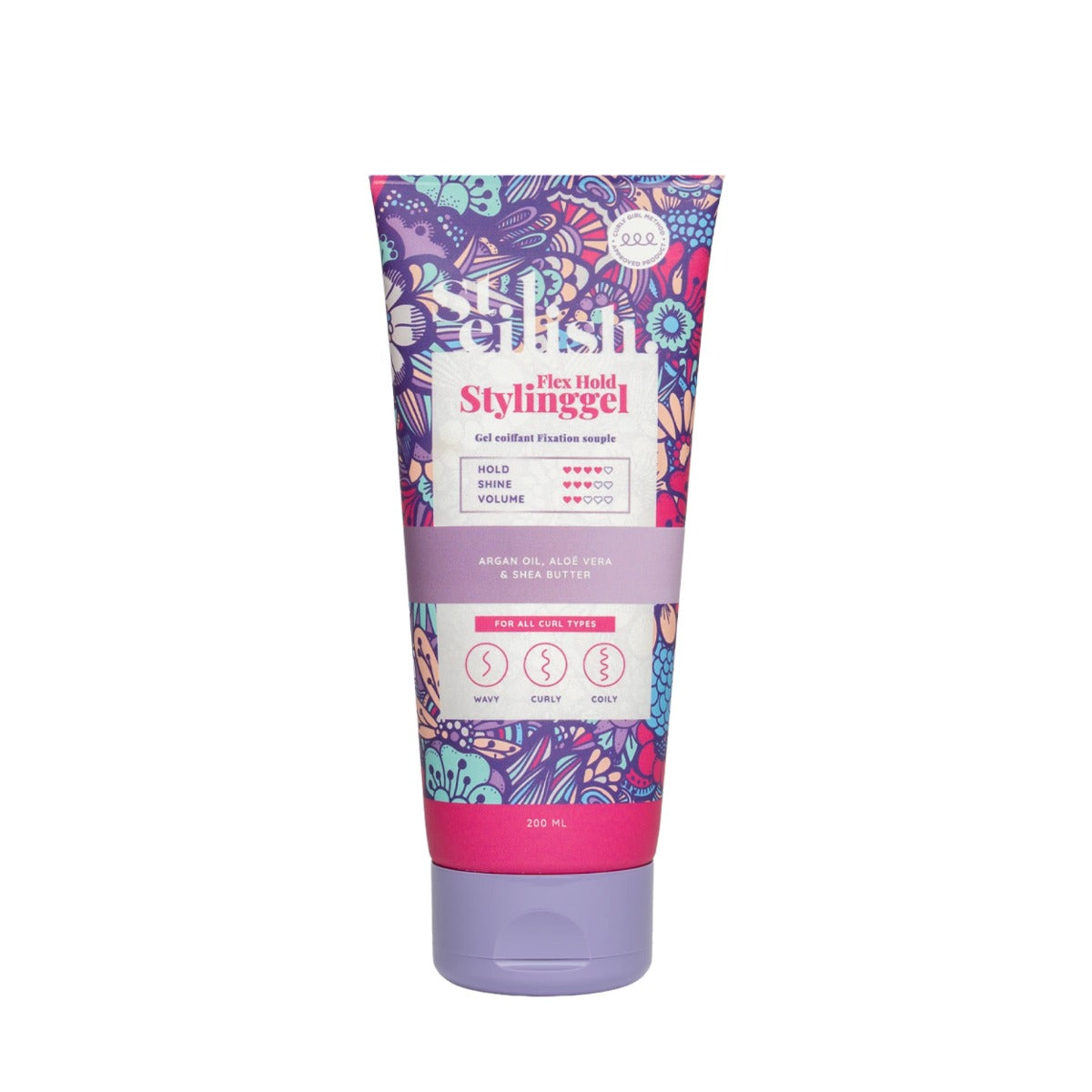Steilish, Flex Hold, Hårstylingsgel, Curl Definition & Frizz Control, Medium stadga, 200 ml