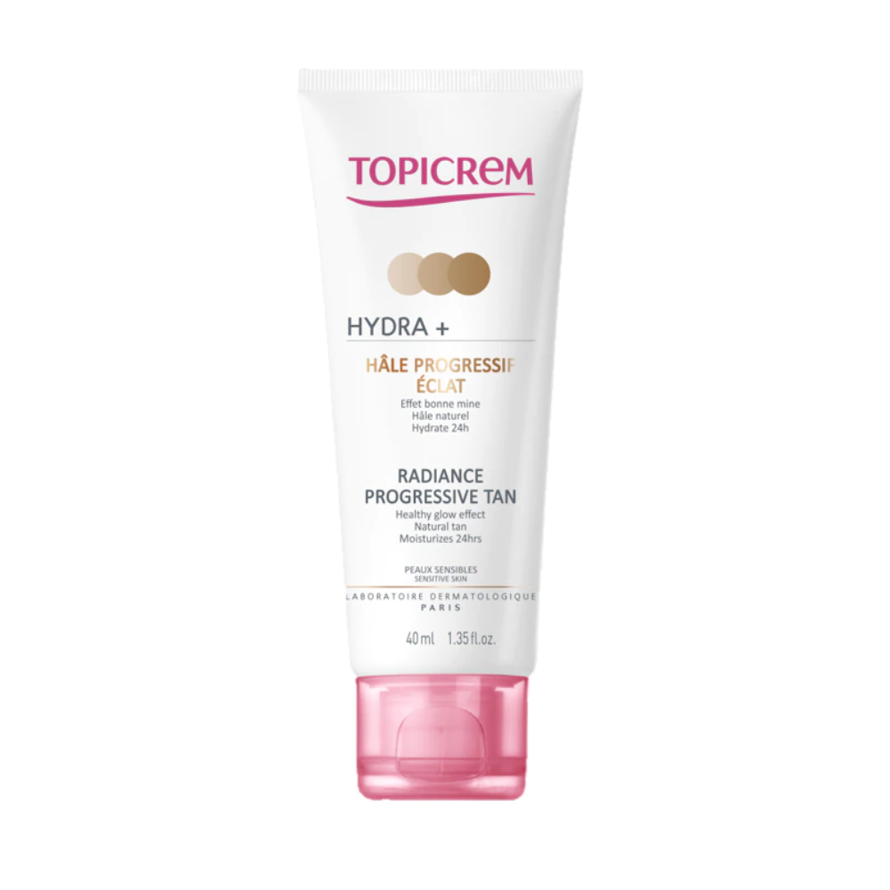 Topicrem, Hydra+, Accelererar naturlig bränna, Självbrunande kräm, För ansikte & hals, 40 ml