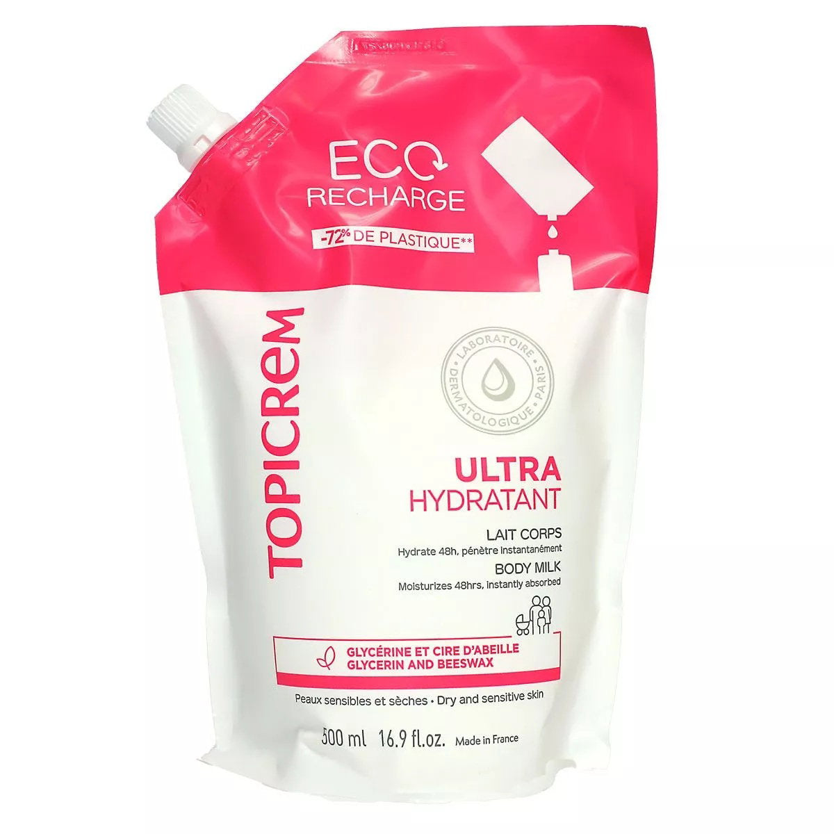Topicrem, Ultra Hydratant, Återfuktande, Kroppsmjölk, Påfyllning, Dagligen, 500 ml