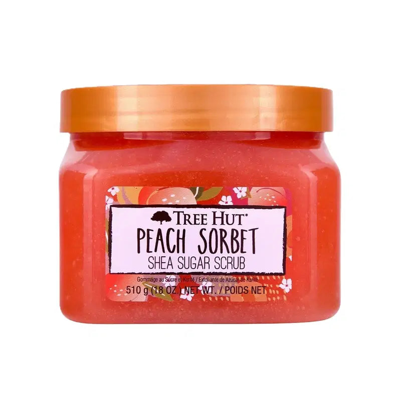 Presentset, Tree Hut, Peach Sorbet, Exfoliering, Kroppsskrubb, 510 ml