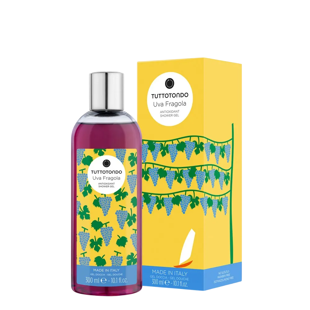 Tuttotondo, Uva Fragola, Antioxidant, Duschgel, För alla hudtyper, 300 ml