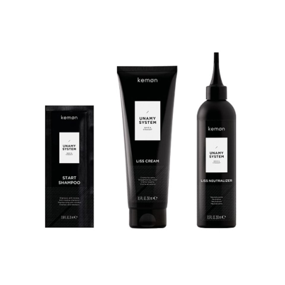Unamy System Liss Set Kemon: Start, Hair Shampoo, 20 ml + Liss Cream, Hair Treatment Cream Mask, 250 ml + Liss Neutralizer, Hair Treatment Lotion Mask, 250 ml