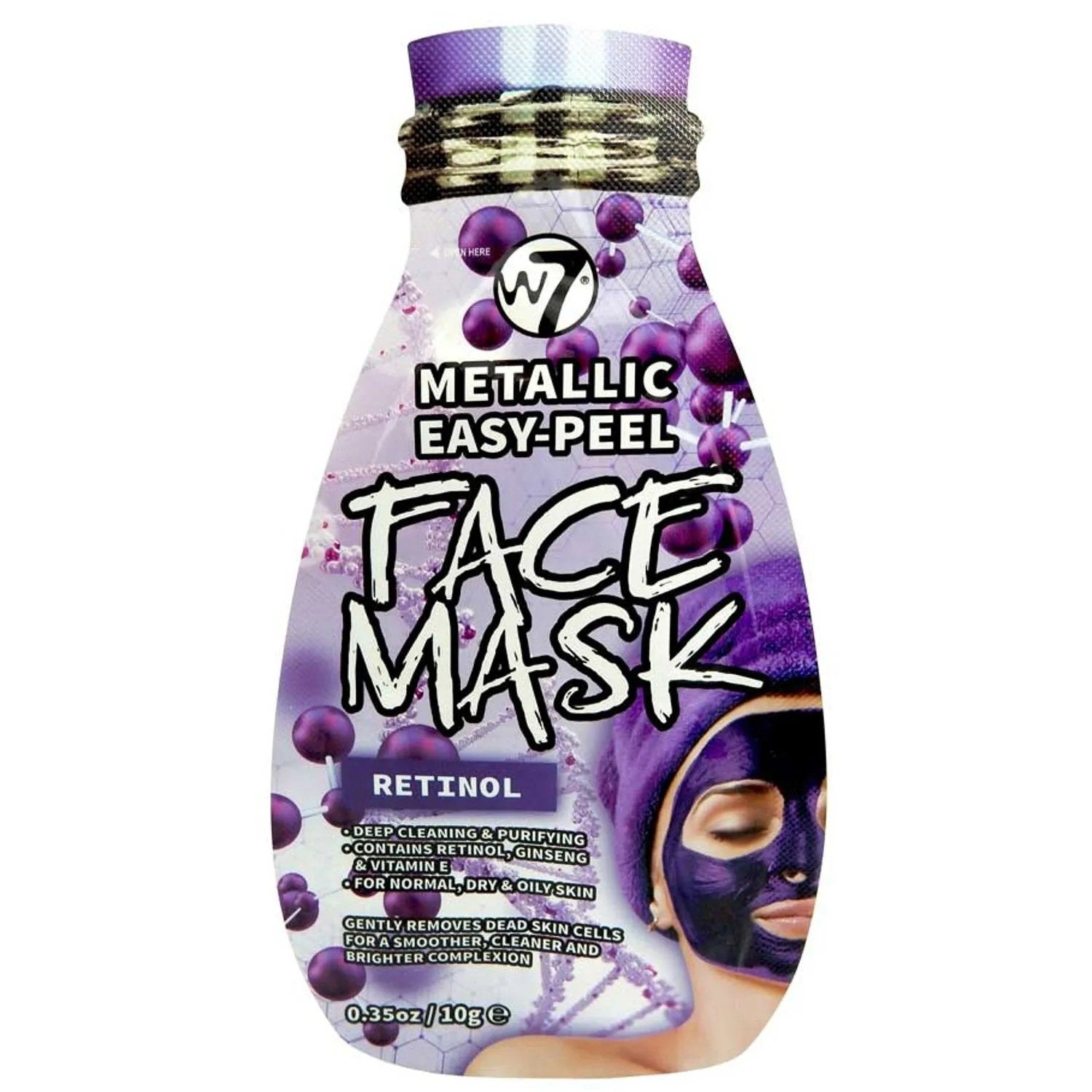W7, Metallic Easy-Peel Retinol, Peel-Off Mask, Ansikte, 10 g