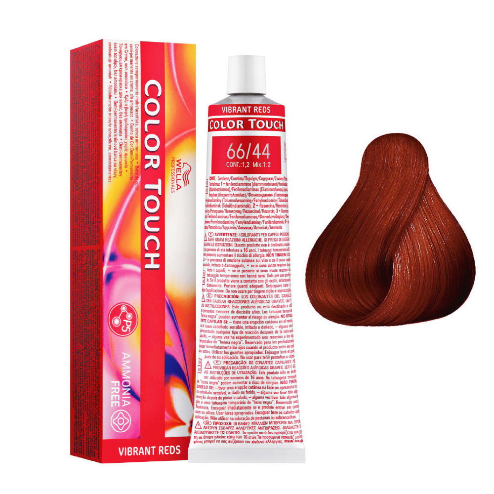 Wella Professionals, Color Touch, Ammoniakfri, Semi-permanent hårfärg, 66/44 Mörkblond Intensiv Röd, 60 ml