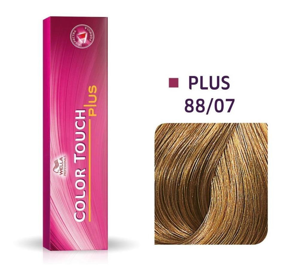 Wella Professionals, Color Touch Plus, Ammoniakfri, Semi-permanent hårfärg, 88/07 Ljusblond Naturlig Intensiv Kastanj, 60 ml