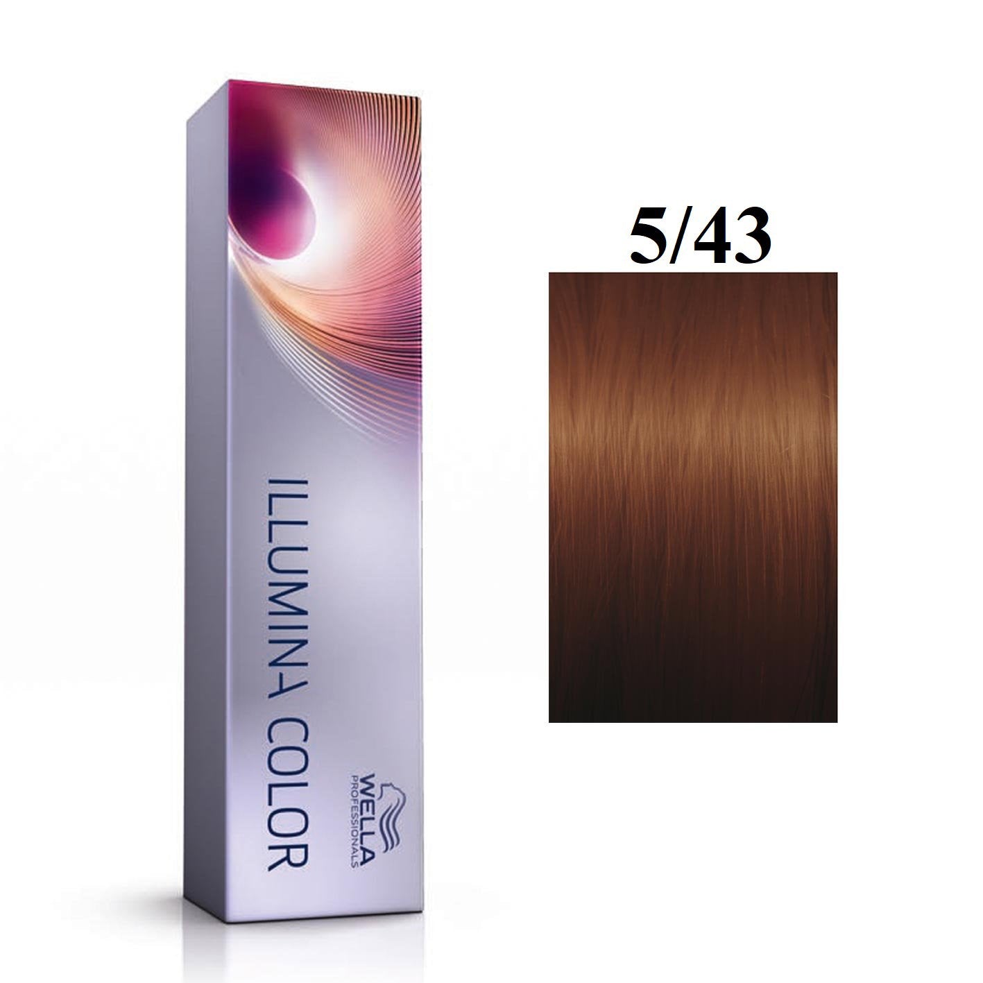 Wella Professionals, Illumina Color, Permanent hårfärg, 5/43 Ljus Kastanjebrun Gyllenröd, 60 ml