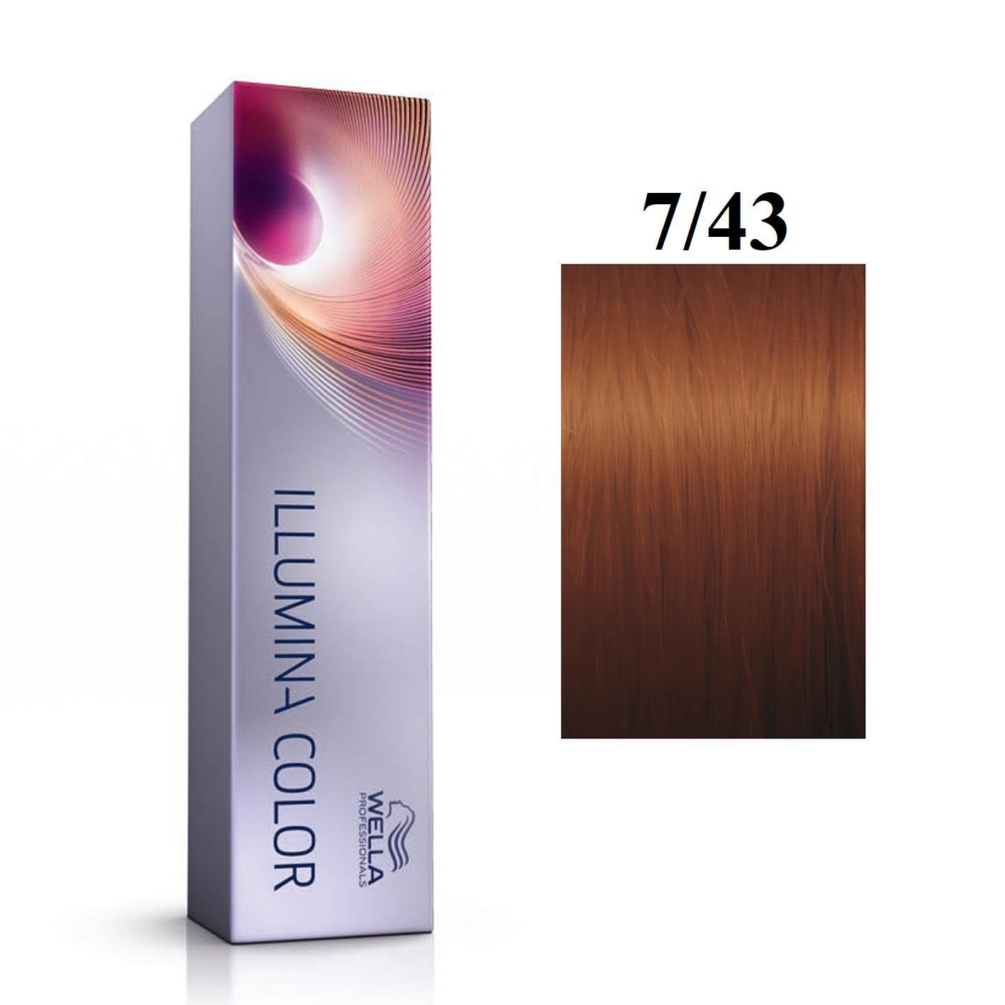 Wella Professionals, Illumina Color, Permanent hårfärg, 7/43 Mellanblond Guldkoppar, 60 ml
