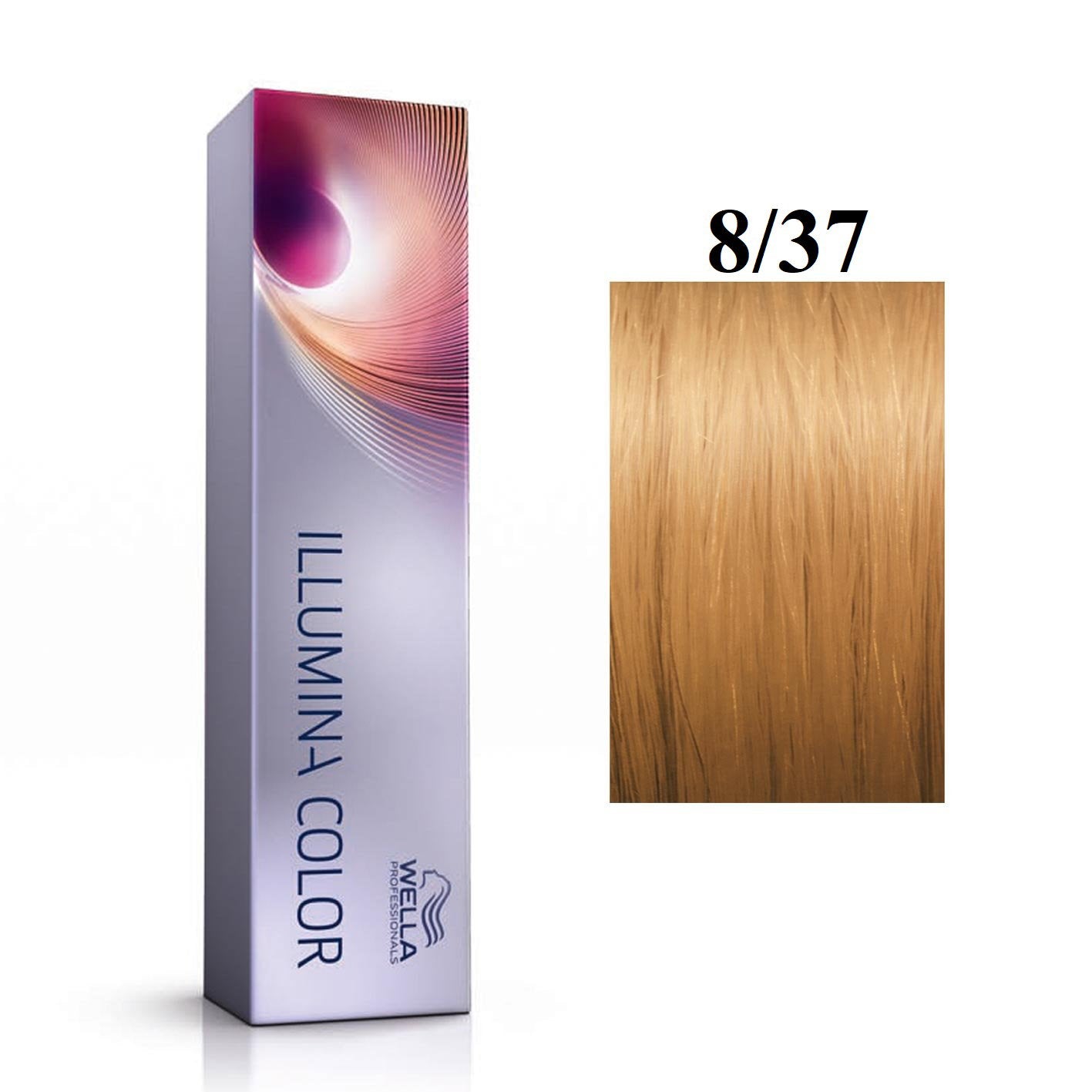 Wella Professionals, Illumina Color, Permanent hårfärg, 8/37 Ljusblond guldbrun, 60 ml