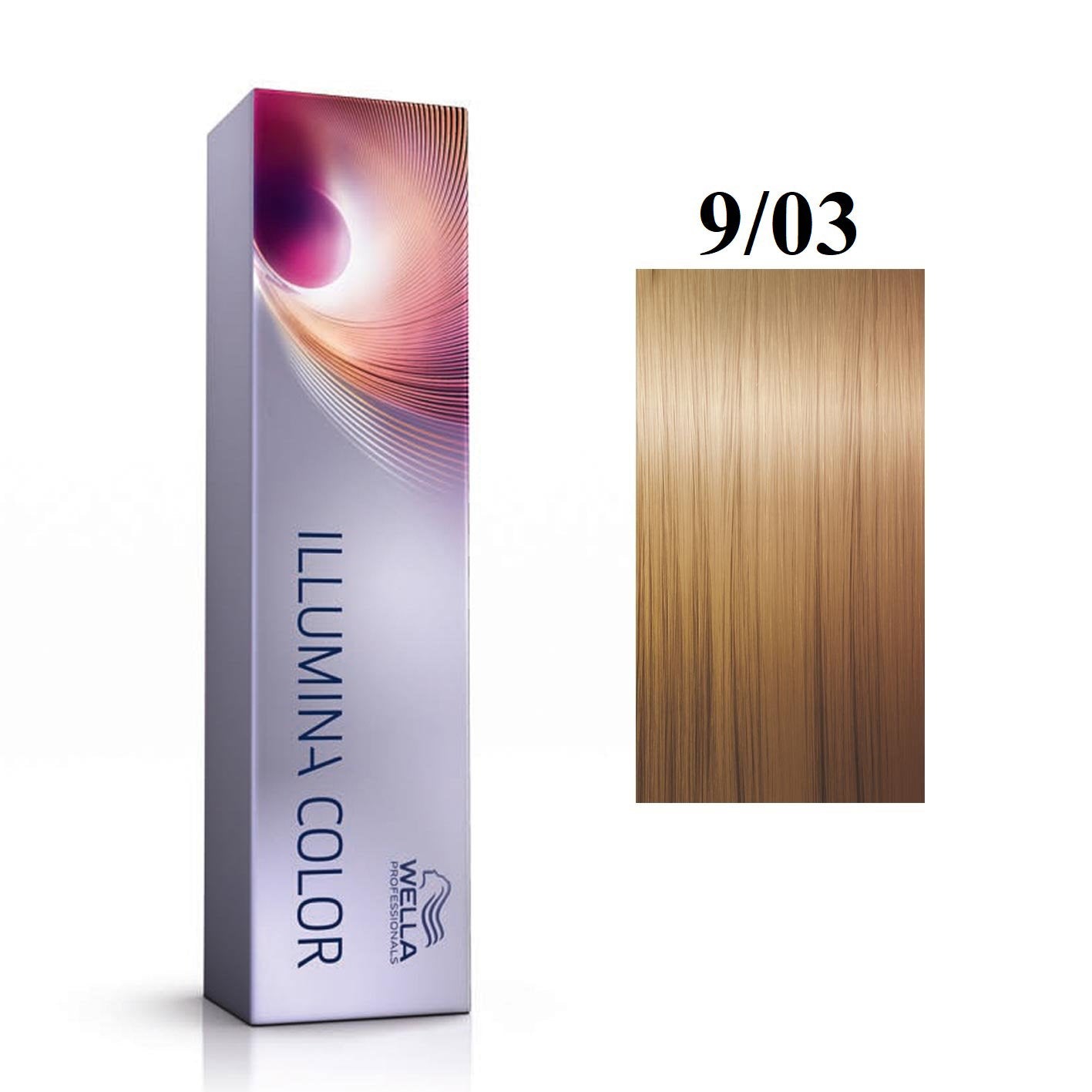 Wella Professionals, Illumina Color, Permanent hårfärg, 9/03 Ljusblond Naturligt Gyllene, 60 ml