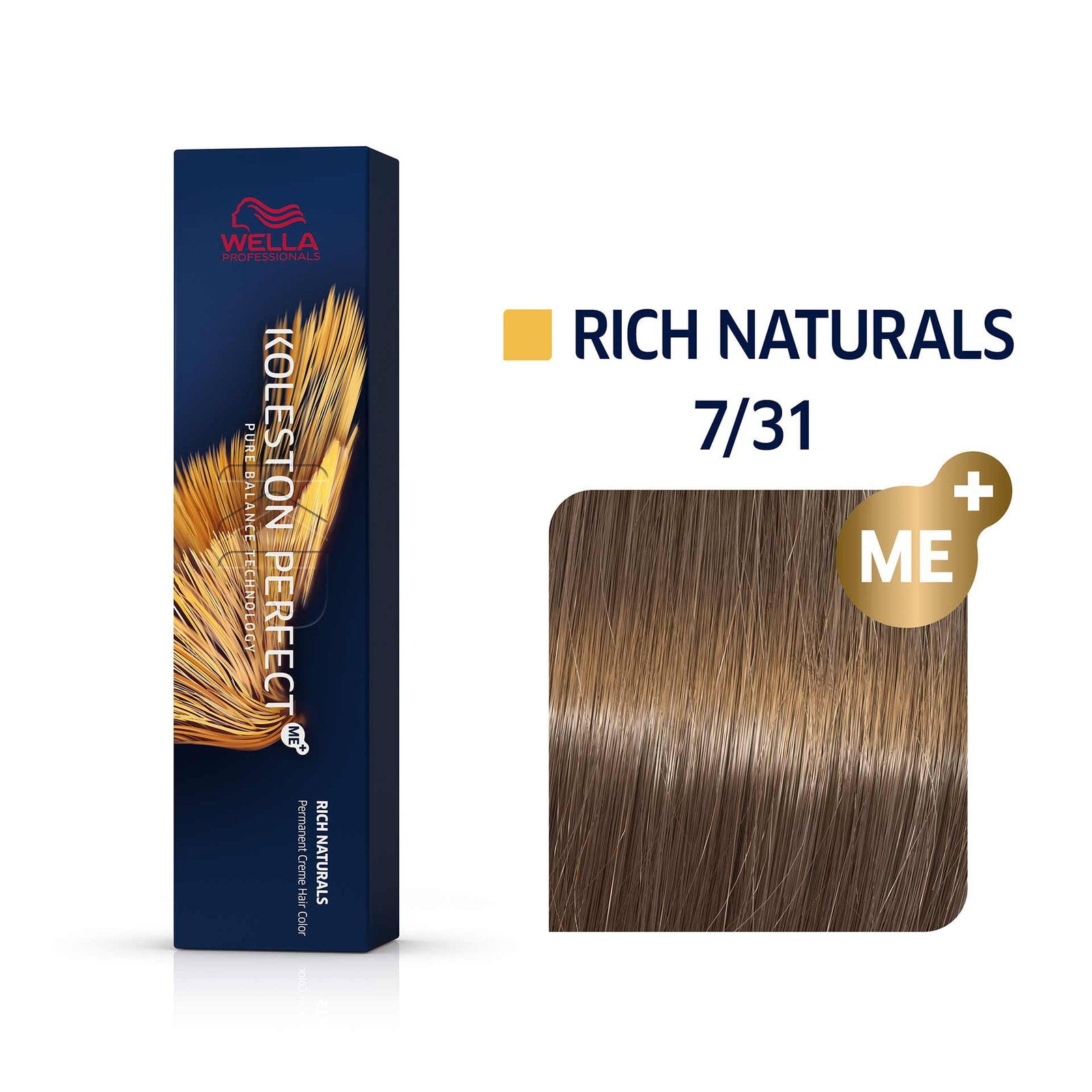 Wella Professionals, Koleston Perfect Me+, Permanent hårfärg, 7/31 Mellanblond Guld Ask, 60 ml