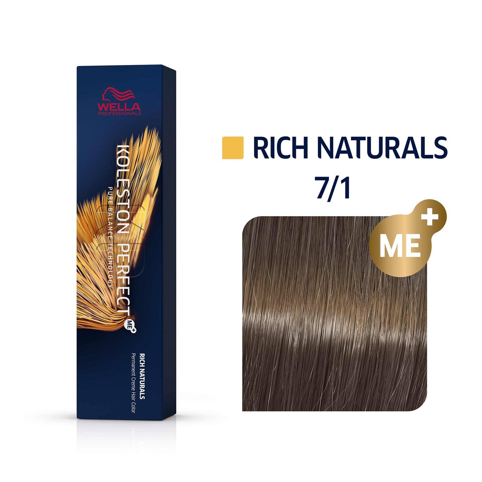 Wella Professionals, Koleston Perfect Me+, Permanent hårfärg, 7/1 Medium Ash Blond, 60 ml